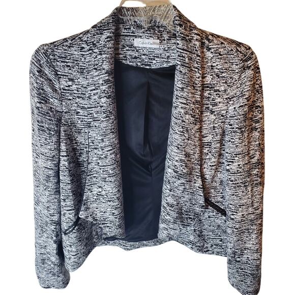Calvin Klein Black/White Knit Open Style Blazer Jacket, XL - Picture 1 of 6